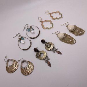 Lot Of 5 Dangle Drop Costume Earrings Pierced Mix